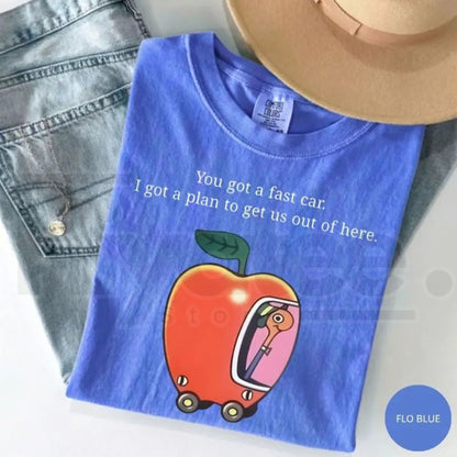 Comfort Colors Fast Car T-Shirt Retro Apple Graphic Road Trip Tee -Hiyatee