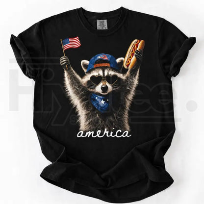 Comfort Colors Feral and Free Raccoon Shirt – Funny Patriotic 4th of July Tee, Retro American Freedom Gift - Hiyatee