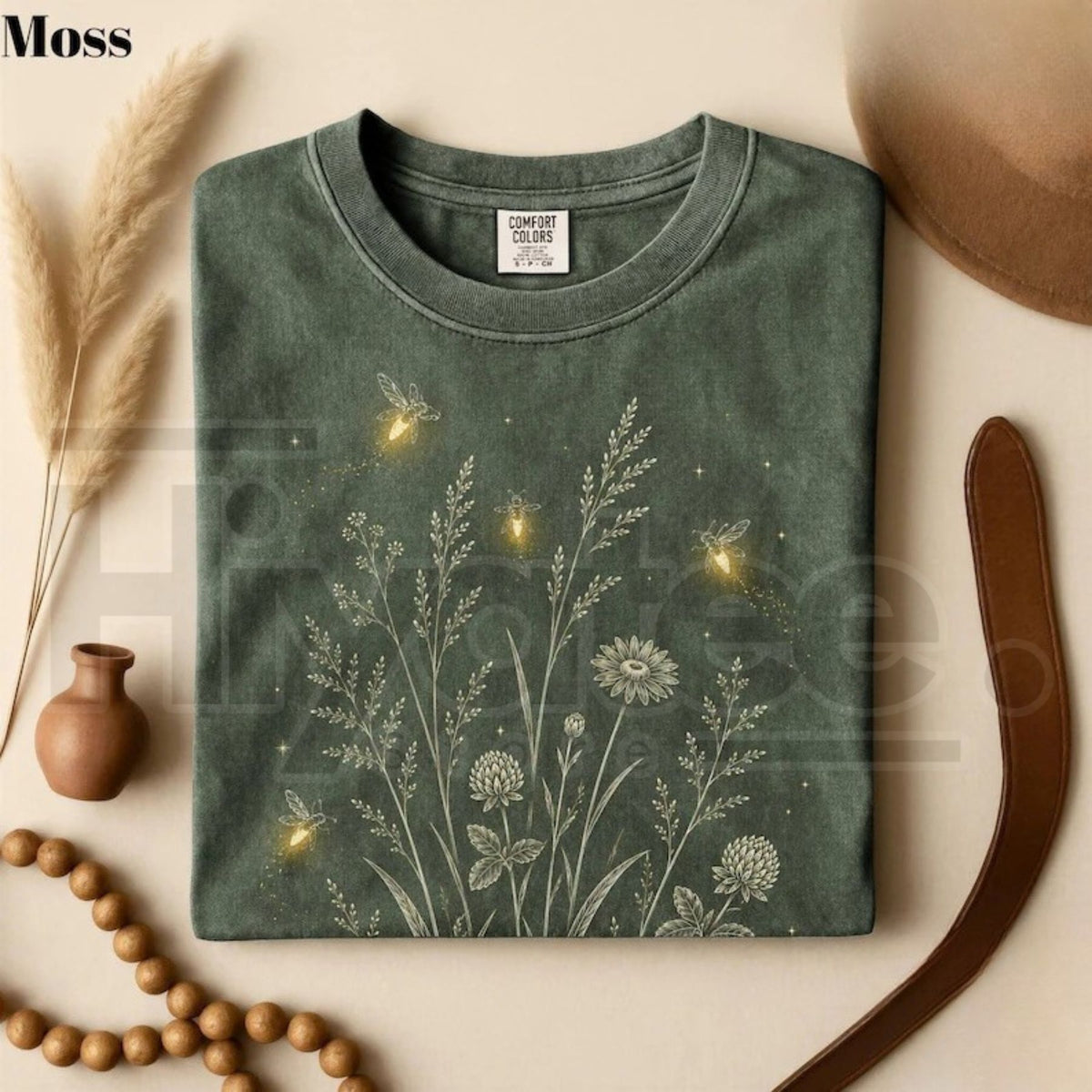 Comfort Colors Firefly Wildflower Cottagecore Lightning Bug Tee - Hiyatee