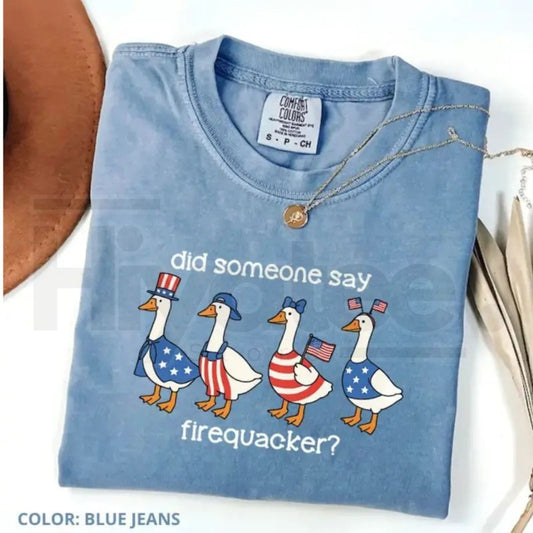 Comfort Colors Firequacker Goose Shirt – Funny 4th of July Tee, Patriotic American Flag Shirt, Premium Cotton Merch by Printfamily - Hiyatee