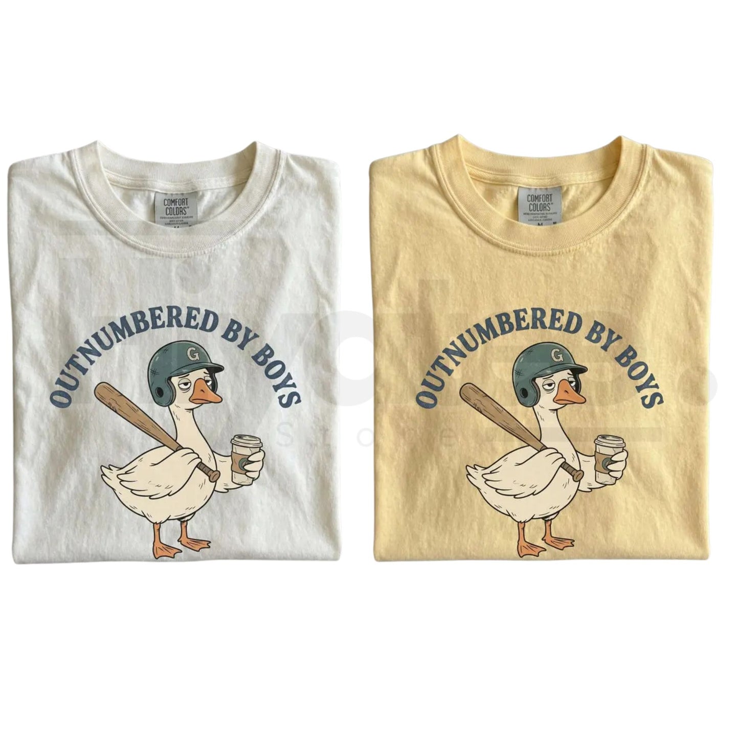 Comfort Colors® Funny Boy Mom Shirt – Outnumbered By Boys Goose Graphic Tee - Hiyatee