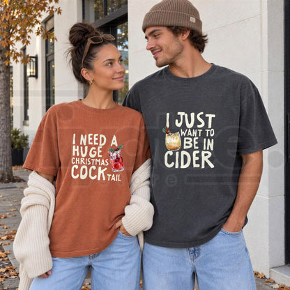 Comfort Colors Funny Inappropriate Matching Christmas Couples T-Shirt - Hiyatee