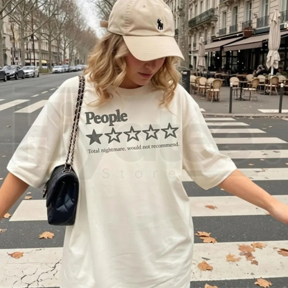 Comfort Colors Funny People One Star Review T-Shirt Sarcastic Introvert Humor Tee - Hiyatee