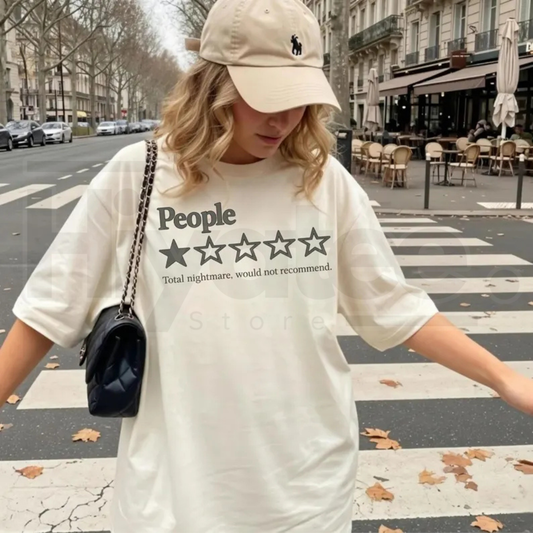 Comfort Colors Funny People One Star Review T-Shirt Sarcastic Introvert Humor Tee - Hiyatee