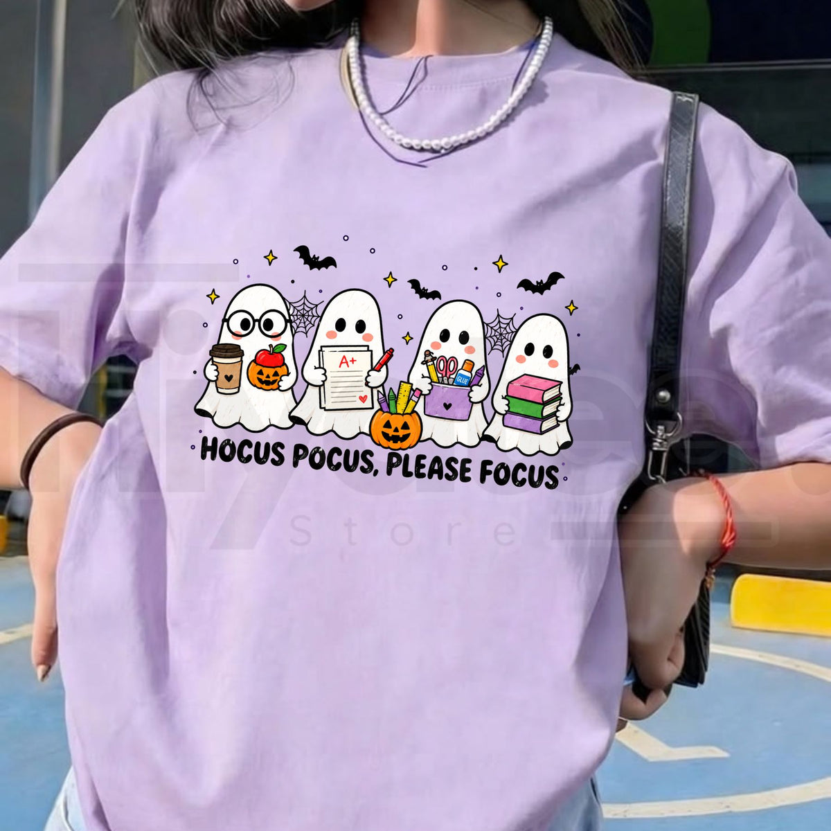Comfort Colors Funny Teacher Ghost Halloween School Tee - Hiyatee