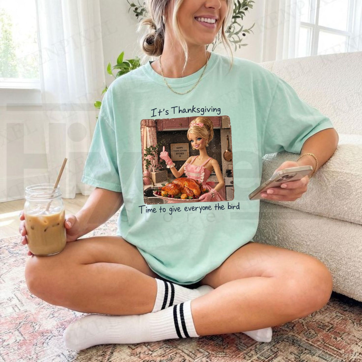 Comfort Colors Funny Thanksgiving Doll Face T-Shirt – Sarcastic Turkey Day Tee - Hiyatee