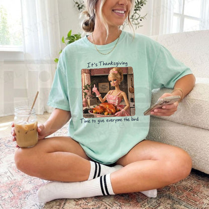 Comfort Colors Funny Thanksgiving Doll Face T-Shirt – Sarcastic Turkey Day Tee - Hiyatee