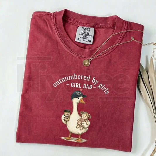 Comfort Colors Girl Dad Shirt – Funny Outnumbered By Girls Duck Graphic Tee - Hiyatee