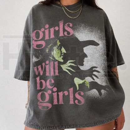 Comfort Colors Girls Will Be Girls Shirt Witchy Feminist Halloween Tee - Hiyatee