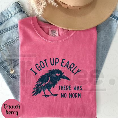 Comfort Colors Grumpy Crow I Got Up Early No Worm Tee - Hiyatee