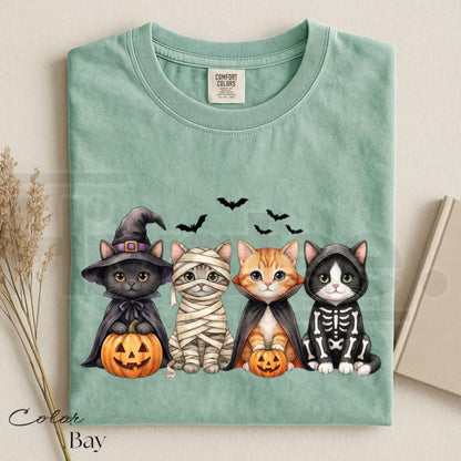 Comfort Colors Halloween Cat Pumpkin Spooky Graphic Tee - Hiyatee