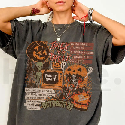 Comfort Colors Halloween Collage Shirt Retro Spooky Ghost Tee - Hiyatee