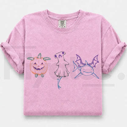 Comfort Colors Halloween Shark Pumpkin Turtle Ocean Graphic Tee - Hiyatee