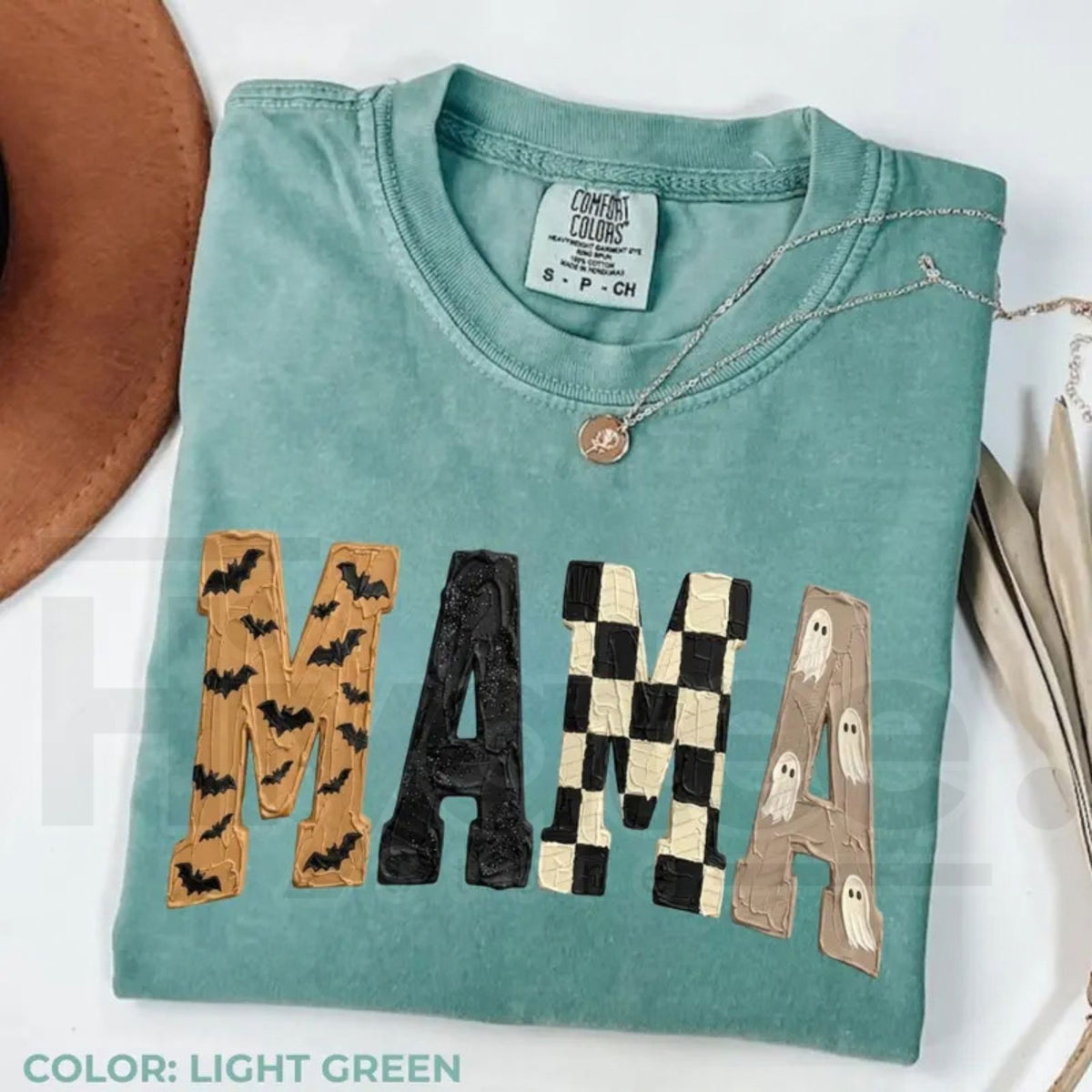 Comfort Colors Halloween Spooky Mama Ghost Pumpkin Tee - Hiyatee