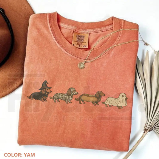 Comfort Colors Halloween Wiener Dog Dachshund Costume T-Shirt - Hiyatee