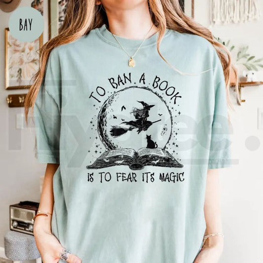 Comfort Colors Halloween Witch Book Shirt Reading Witch Library Gift - Hiyatee