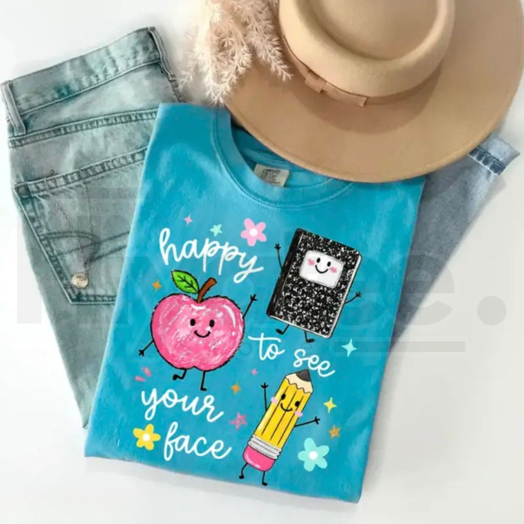 Comfort Colors Happy To See Your Face Shirt – Retro Preschool Teacher Back to School Graphic Tee, Cute Educator Gift - Hiyatee