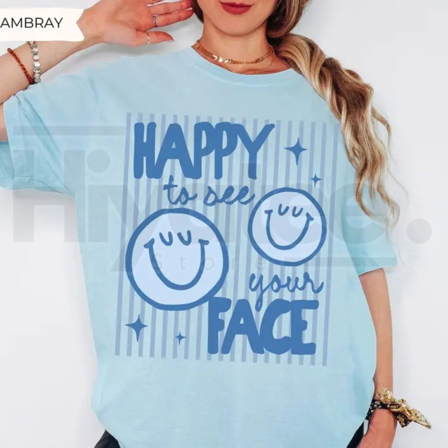 Comfort Colors Happy To See Your Face Teacher Shirt - Hiyatee
