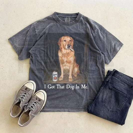 Comfort Colors® I Got That Dog In Me Shirt – Funny Golden Retriever Smoking Meme Tee - Hiyatee