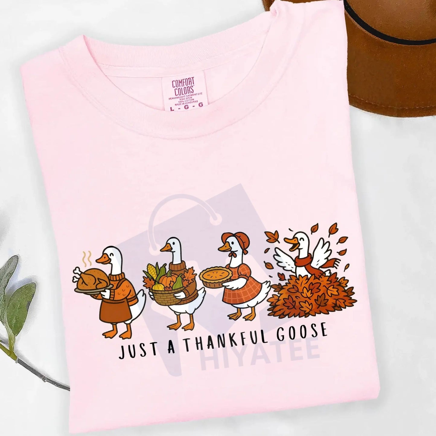 Comfort Colors Just a Thankful Goose Shirt – Silly Goose Thanksgiving Tee, Funny Family Fall Vibes Shirt - Hiyatee