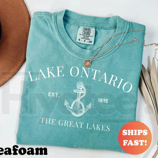 Comfort Colors Lake Ontario EST 1615 Shirt Vintage Retro Travel Tee - Hiyatee