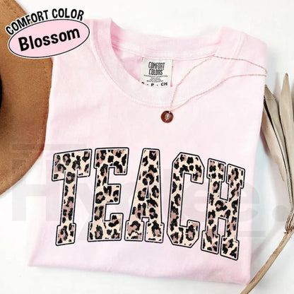 Comfort Colors Leopard Teacher Shirt Cute Teacher Life Tee School Graphic Top - Hiyatee