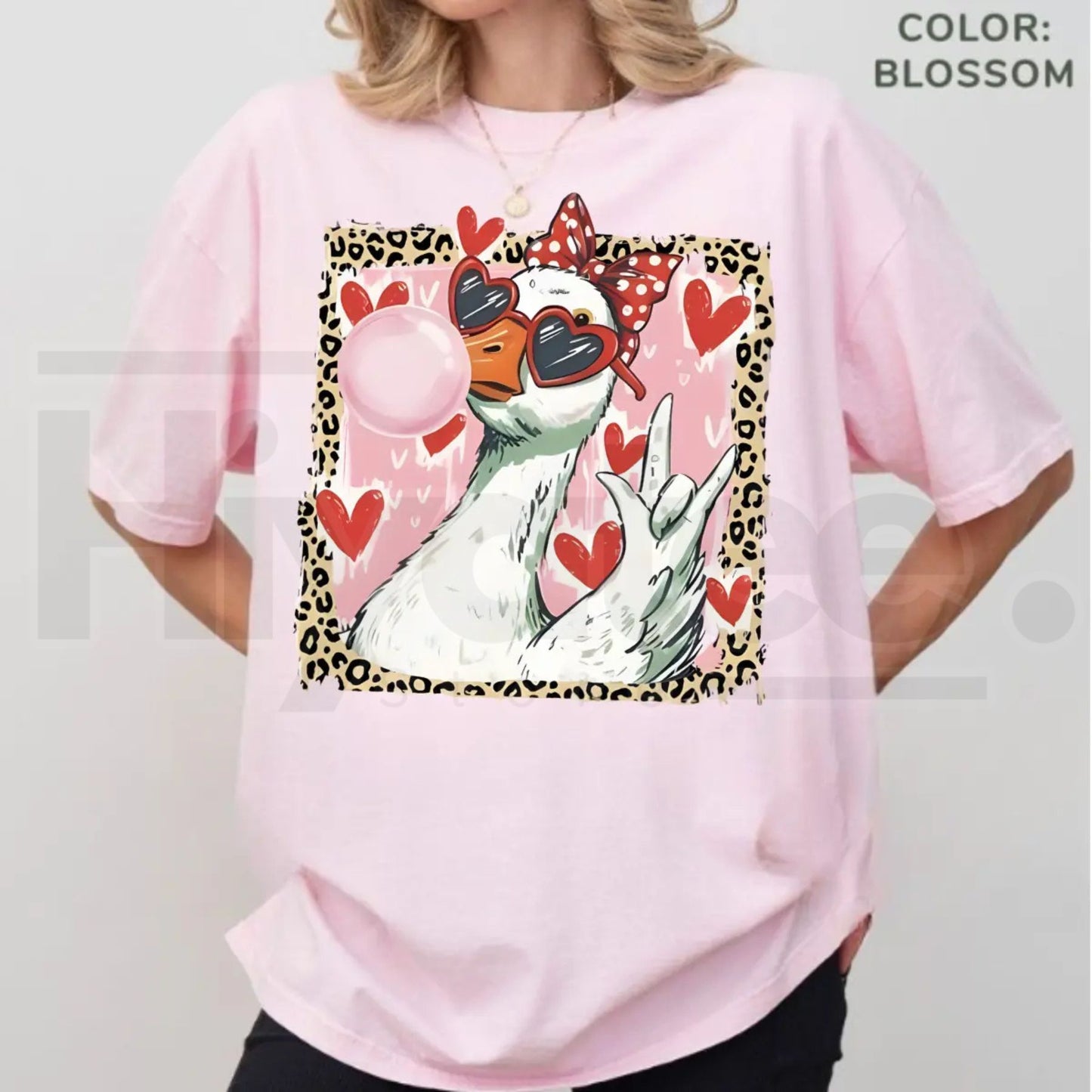 Comfort Colors® Leopard Valentine’s Day Goose T-Shirt - Hiyatee
