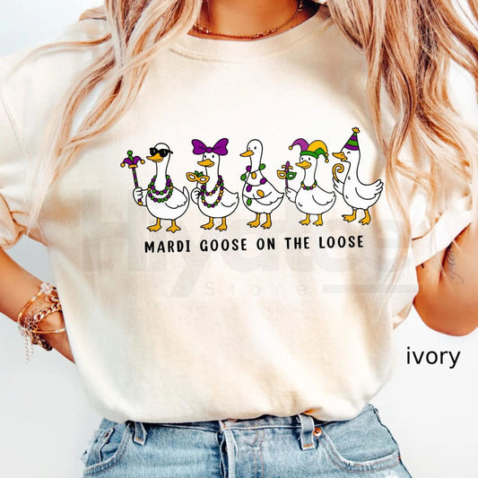 Comfort Colors® Mardi Gras Silly Goose Shirt - Hiyatee