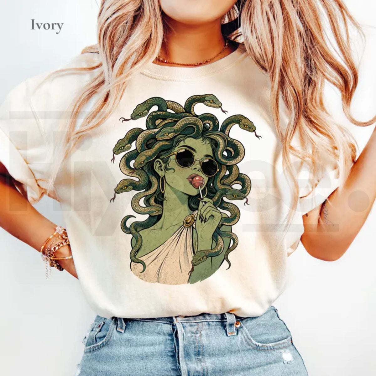 Comfort Colors Medusa Lollipop Retro Halloween Tee - Hiyatee