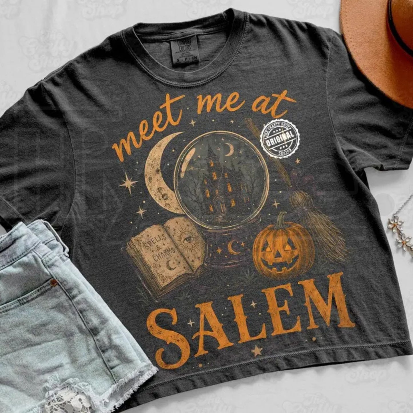 Comfort Colors Meet Me At Salem Witchy Halloween Graphic Tee - Hiyatee