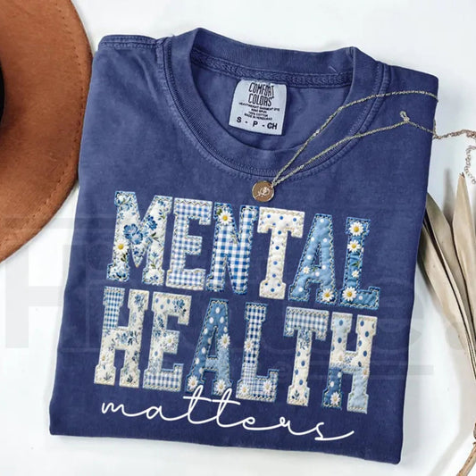 Comfort Colors Mental Health Matters Floral Awareness School Psychologist Tee - Hiyatee