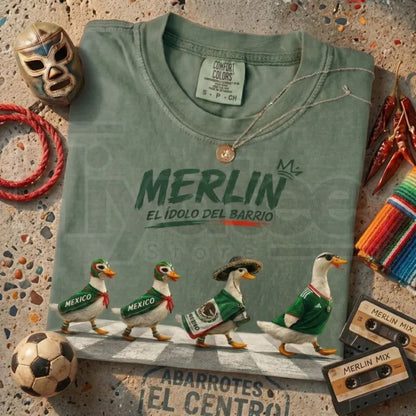 Comfort Colors Merlin Mexico Duck Shirt – Funny Mexico Goose Tee, Retro Flag Brush Stroke Viral Meme Tank Top - Hiyatee