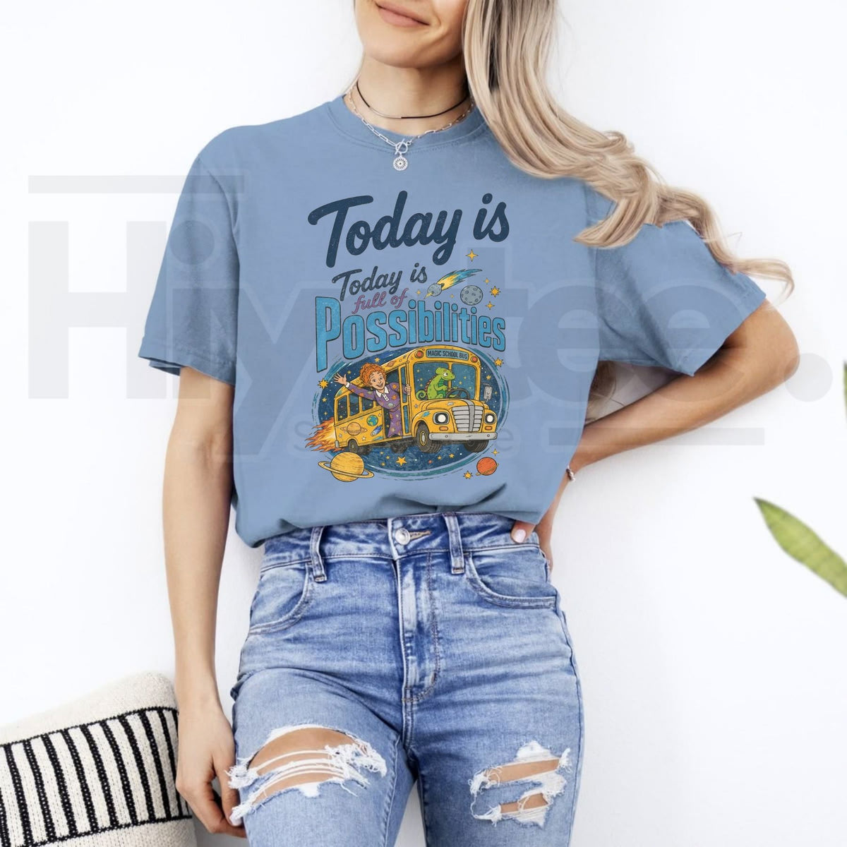 Comfort Colors Miss Frizzle Magic School Bus T-Shirt – Today Is Full Of Possibilities Teacher Tee - Hiyatee