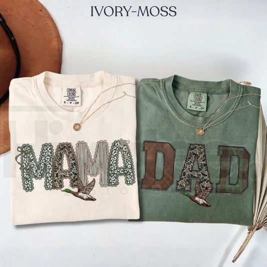 Comfort Colors Mom And Dad Camo Matching Pregnancy Announcement Tee - Hiyatee