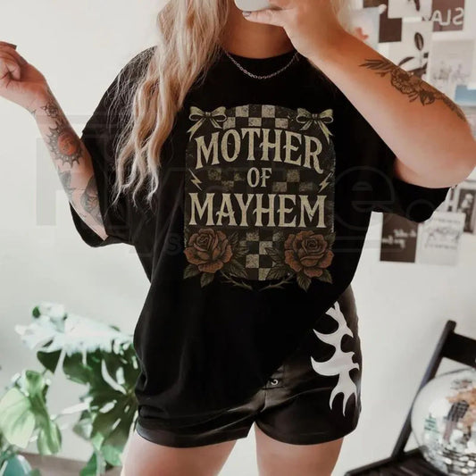 Comfort Colors® Mother of Mayhem Shirt – Edgy Badass Mama Graphic Tee - Hiyatee