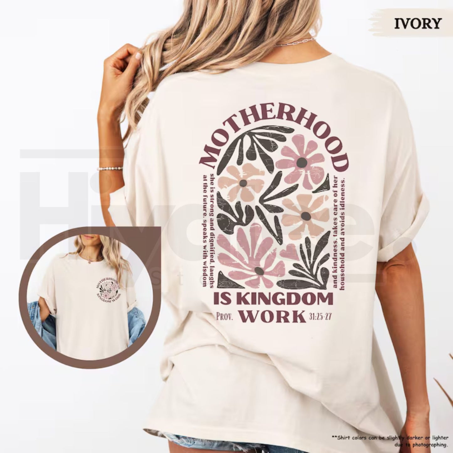 Comfort Colors® Motherhood Is Kingdom Work Shirt – Christian Mom Bible Verse Gift - Hiyatee
