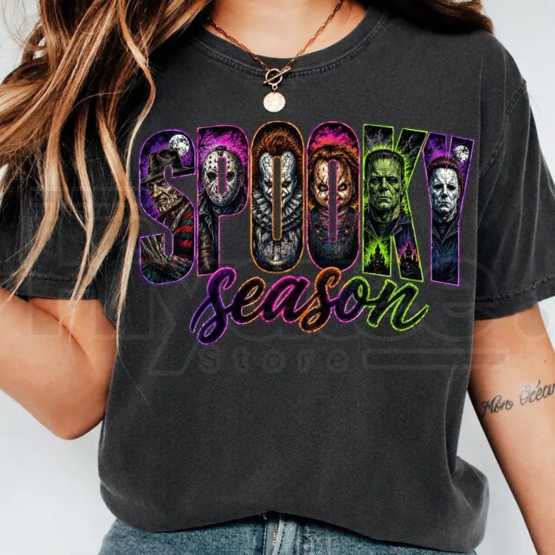 Comfort Colors Neon Horror Halloween Shirt Retro Scary Movie Tee - Hiyatee