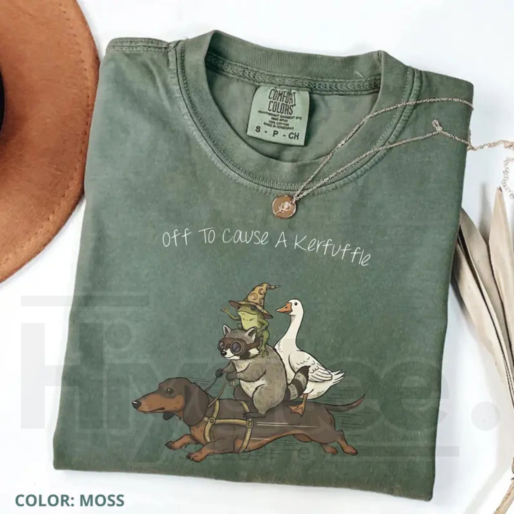 Comfort Colors® Off To Cause A Kerfuffle T-Shirt – Funny Dachshund, Frog, Raccoon & Silly Goose Meme Tee, Chaos Crew Unisex Shirt - Hiyatee