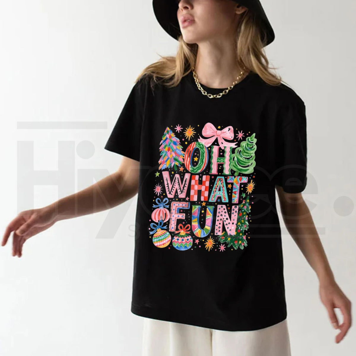 Comfort Colors Oh What Fun Christmas T-Shirt – Retro Holiday Graphic Tee - Hiyatee