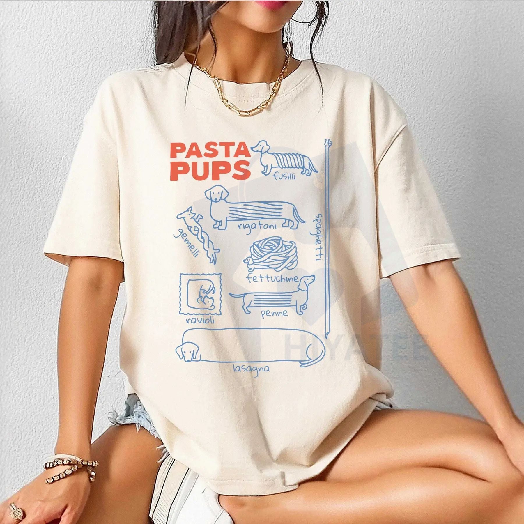 Comfort Colors Pasta Pups Tee – Funny Dachshund T-Shirt - Hiyatee