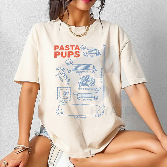 Comfort Colors Pasta Pups Tee – Funny Dachshund T-Shirt - Hiyatee