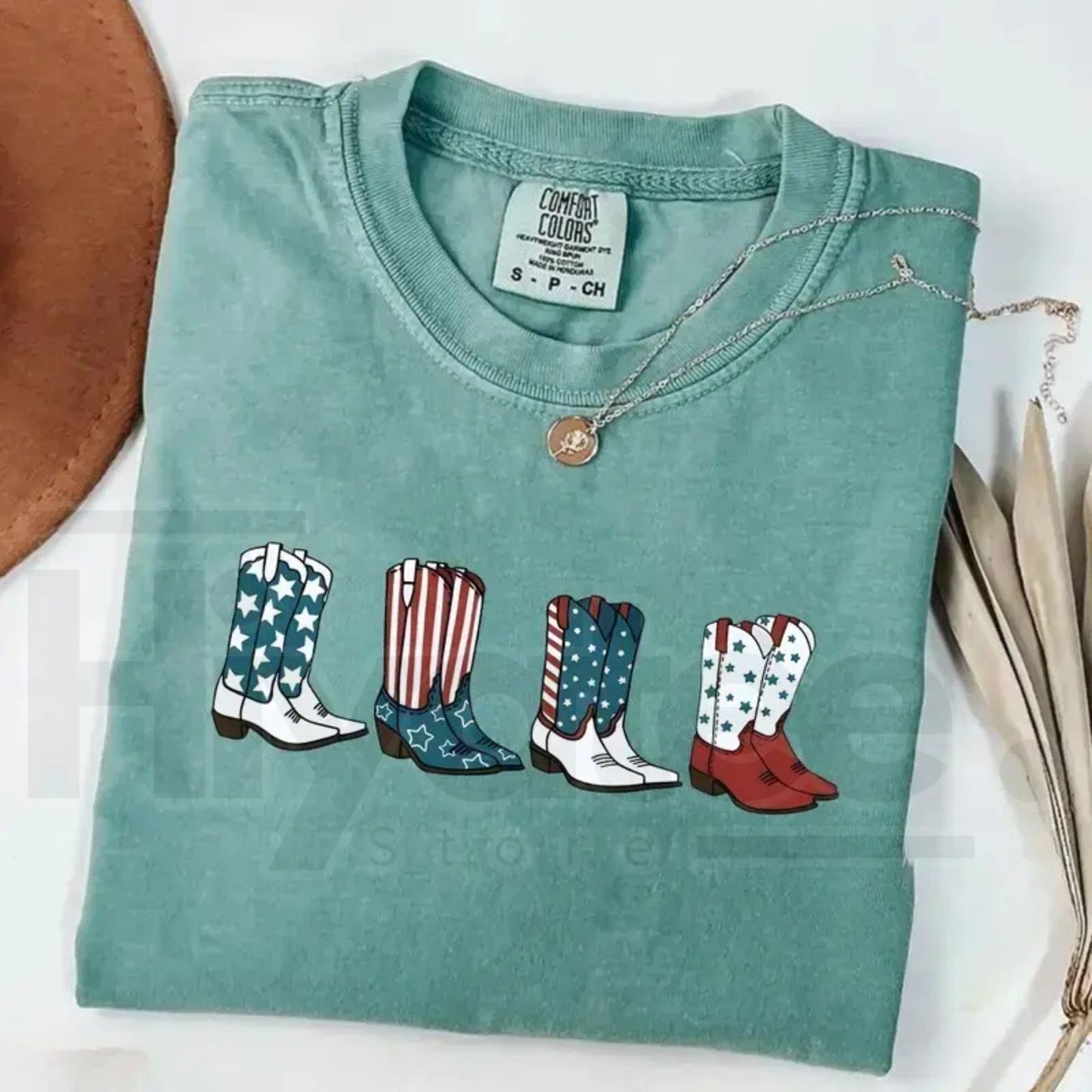 Comfort Colors® Patriotic Cowboy Boots Shirt – Fourth of July Western Graphic Tee - Hiyatee