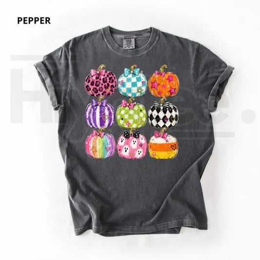 Comfort Colors Preppy Halloween Pumpkin Shirt Coquette Graphic Tee - Hiyate