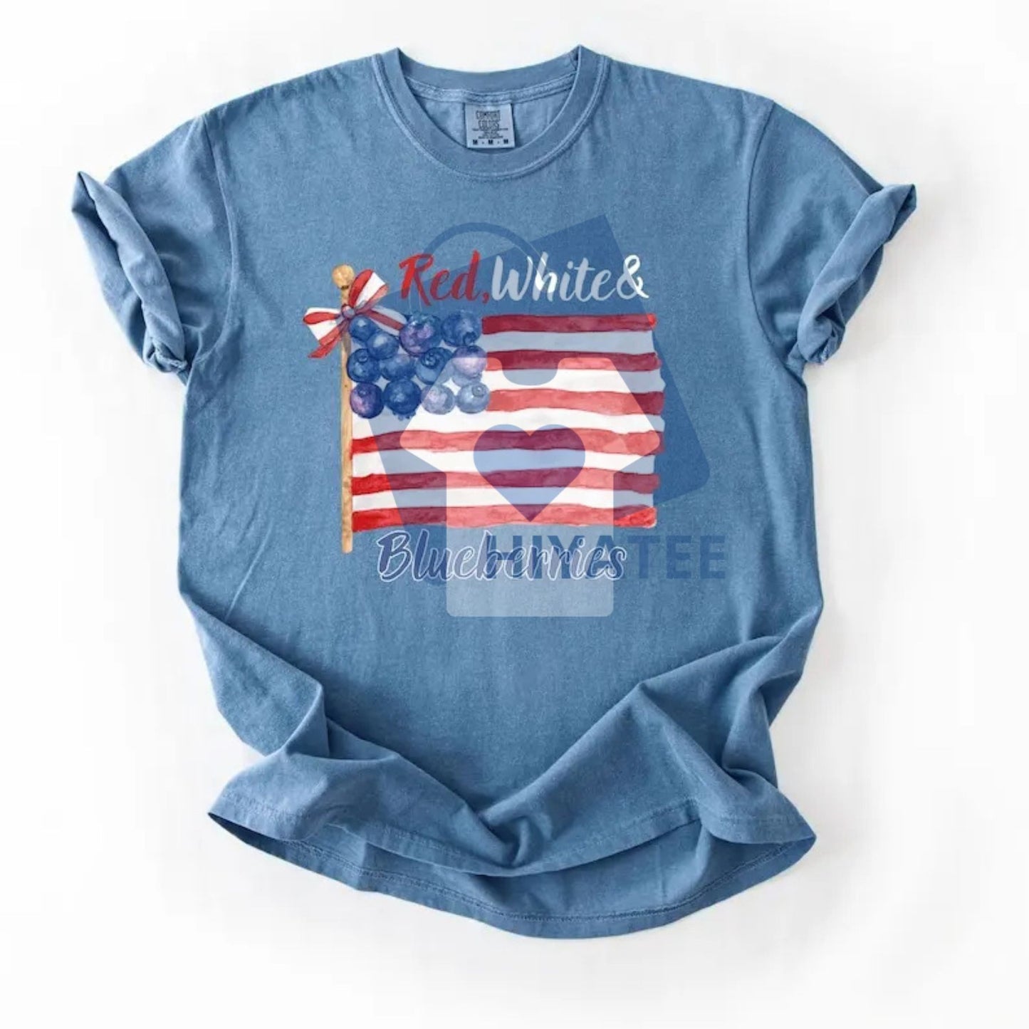 Comfort Colors Red White and Blueberries T-Shirt – Funny Patriotic USA Flag Graphic Tee, Vintage Summer Fruit Shirt - Hiyatee