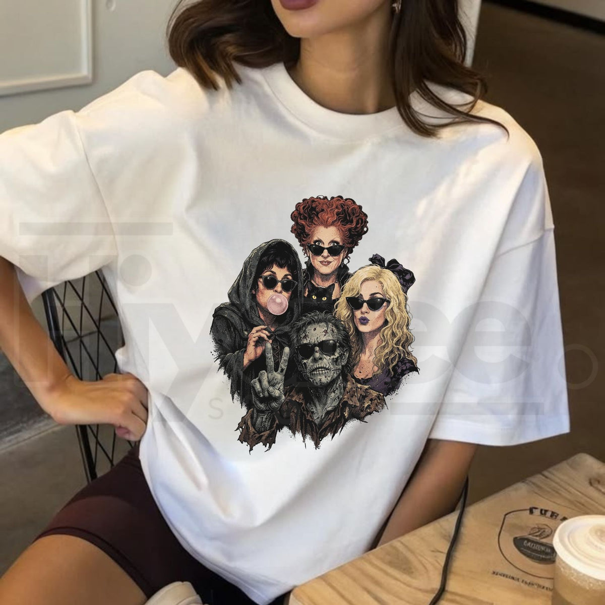 Comfort Colors Retro Halloween Hocus Pocus Portrait Selfie T-Shirt – Vintage Spooky Graphic Tee for Men & Women - Hiyatee