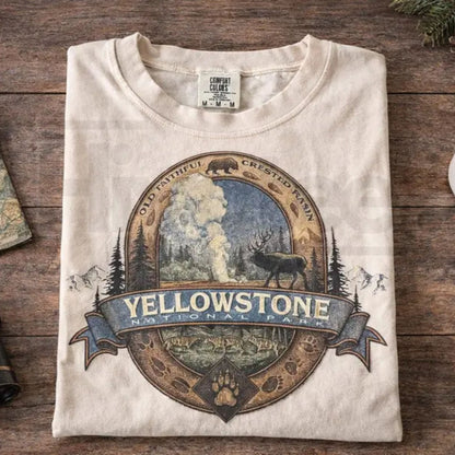 Comfort Colors Retro Yellowstone National Park Vintage 90s T-Shirt - Hiyatee