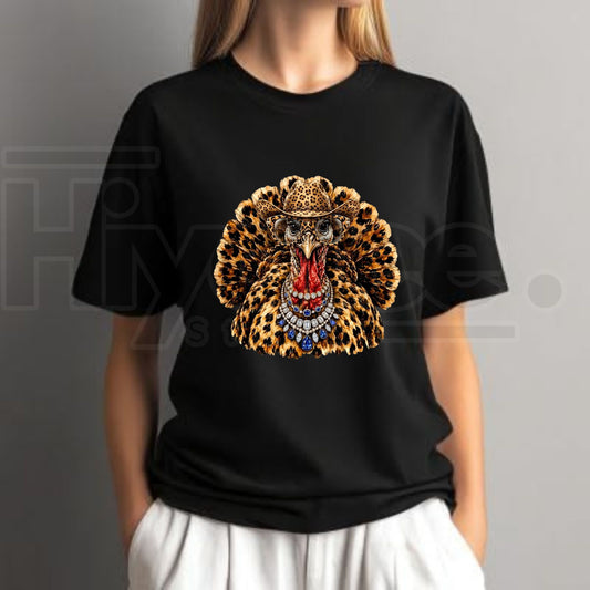 Comfort Colors Rhinestone Leopard Turkey T-Shirt – Glam Thanksgiving Bling Tee - Hiyatee