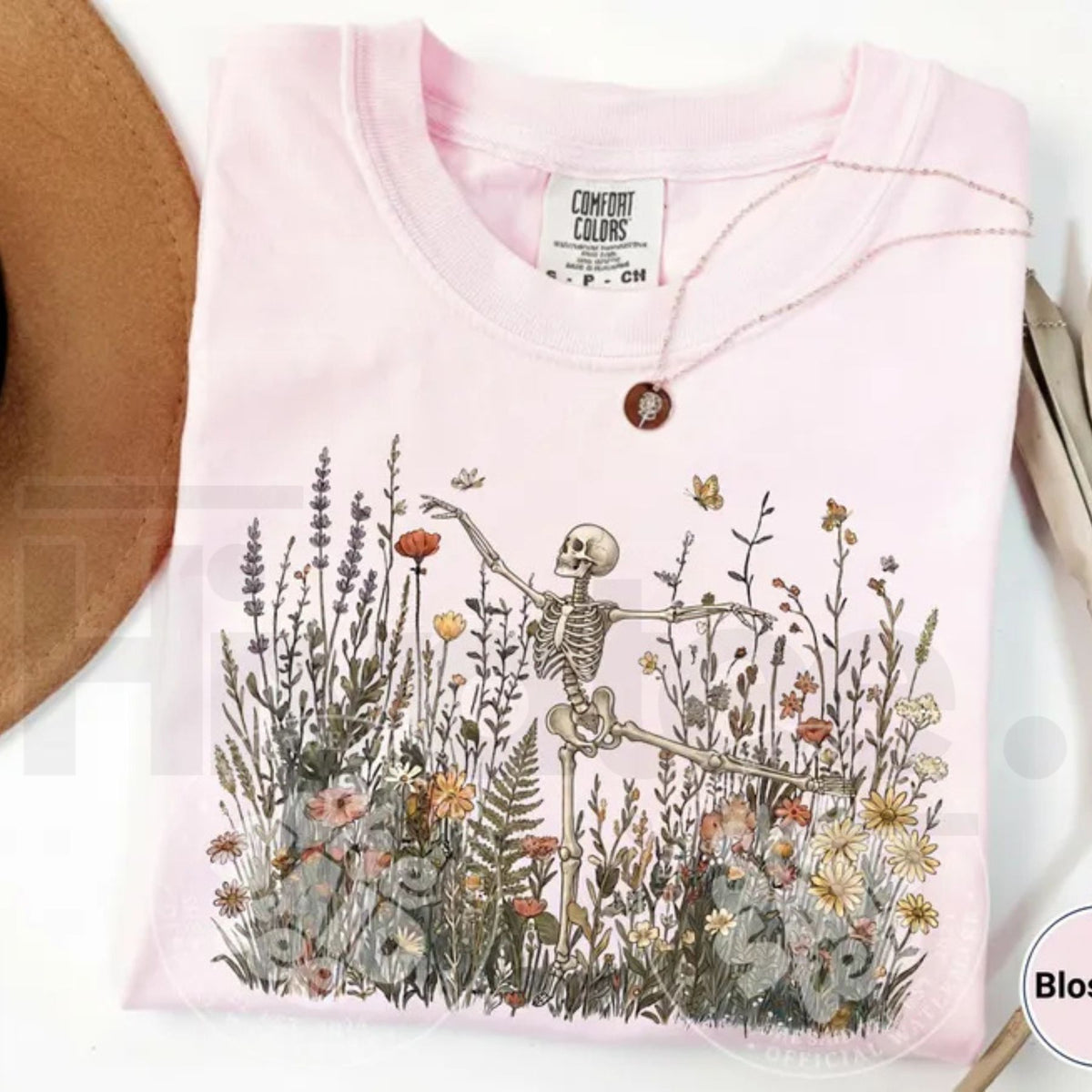 Comfort Colors Skeleton Dancing Arabesque Wildflower Cottagecore Nature Shirt - Hiyatee