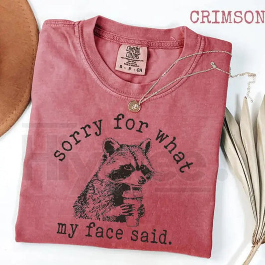 Comfort Colors® Sorry For What My Face Said Shirt – Sarcastic Raccoon Graphic Tee - Hiyatee