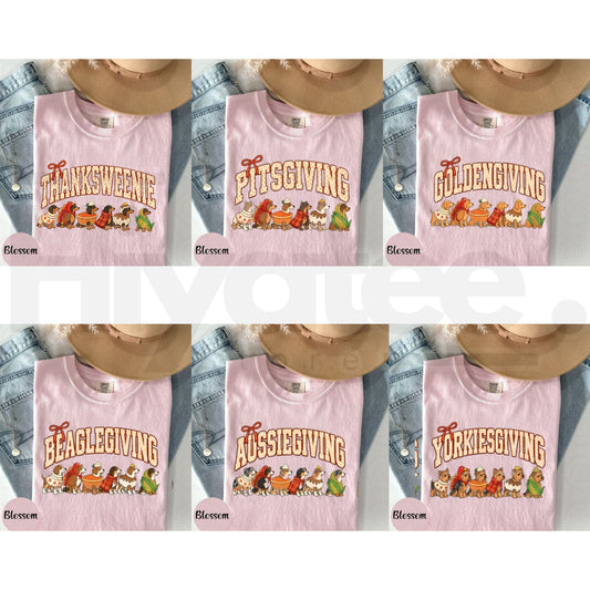 Comfort Colors Thanksgiving Dog Breeds T-Shirt – Fall Espresso Dog Lover Tee - Hiyatee